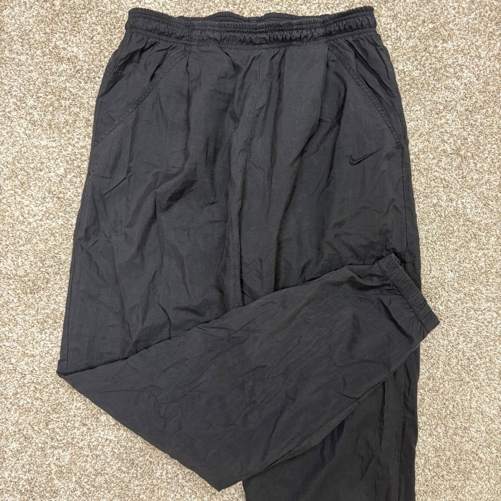Vintage 90s Nike White Tag Nylon Track Pants Black Windbreaker Small Baggy Zip